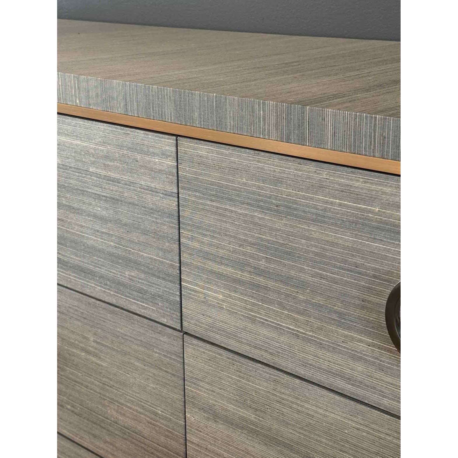 'Parker' Blue Shimmer Raffia & Bronze 9-Drawer Dresser by V&H