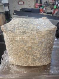 Metallic Leather Hide Piecework Cube Pouf