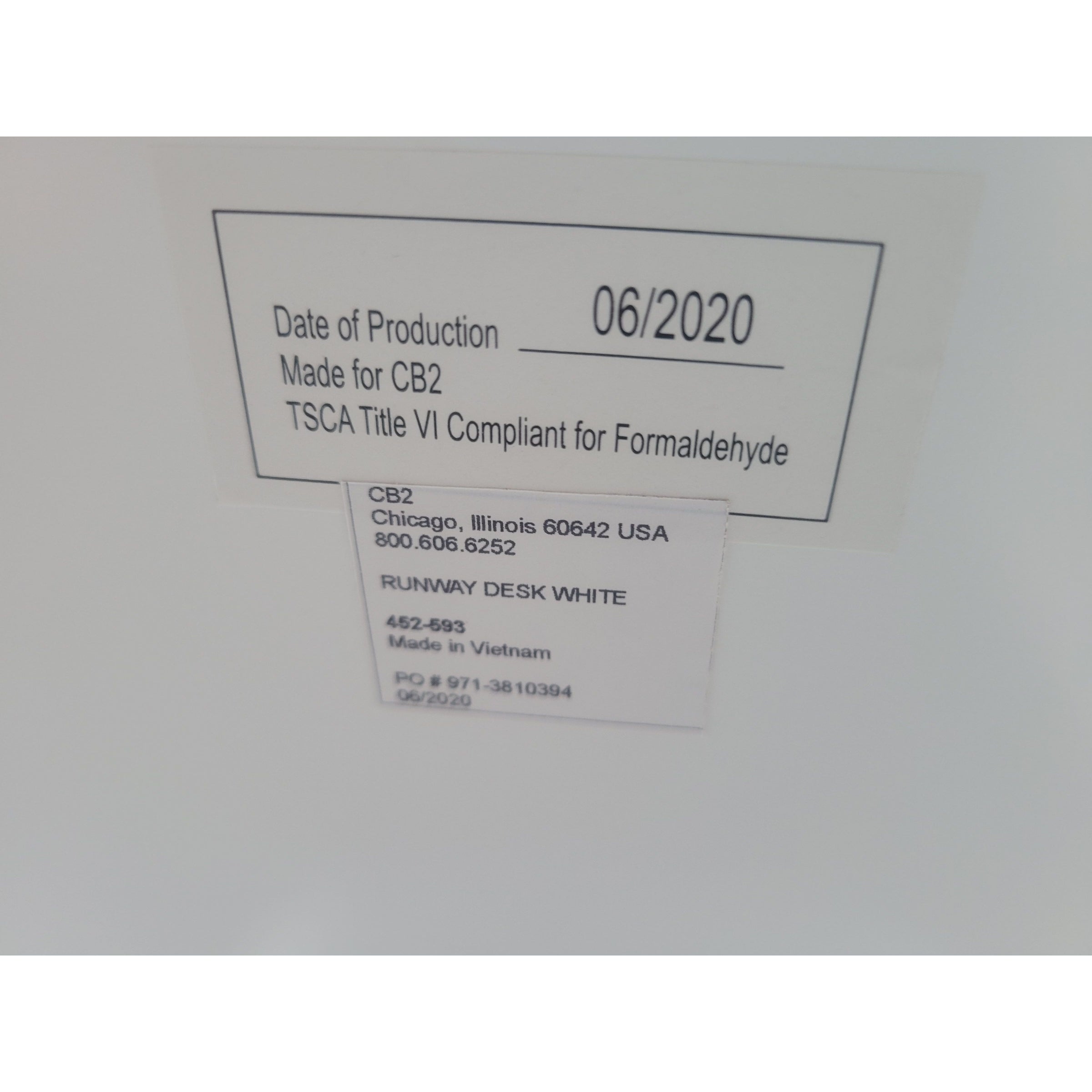 4-ft White Lacquer Runway Desk w/ 2 Drawers