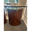 Pair of Barbara Barry Oval Nightstands w/Drawers & Glass Tops