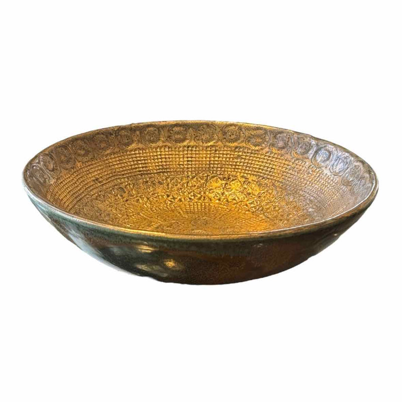 Brass & Green Terracotta Bowl