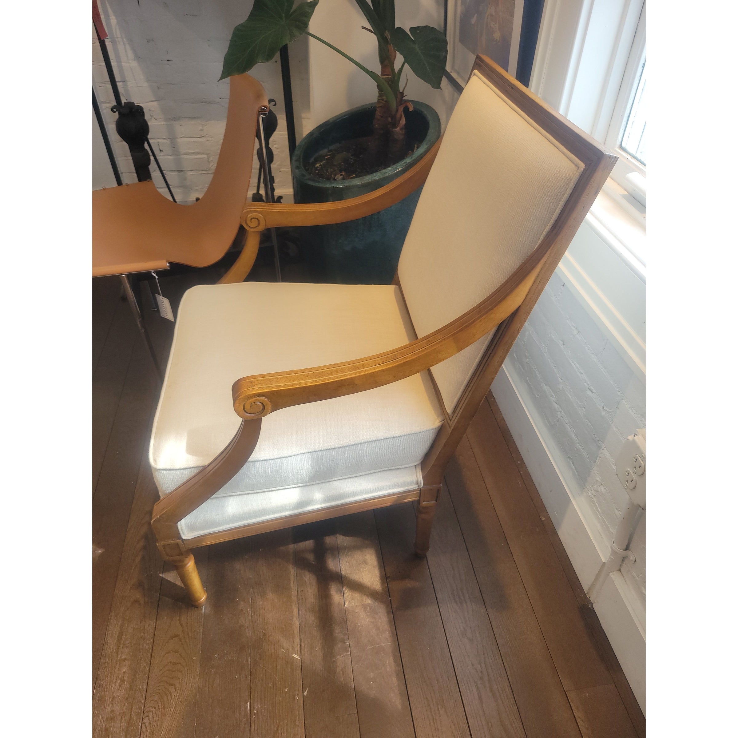 PAIR of Louis XVI Style Linen & Wood Chairs by Ballard Designs