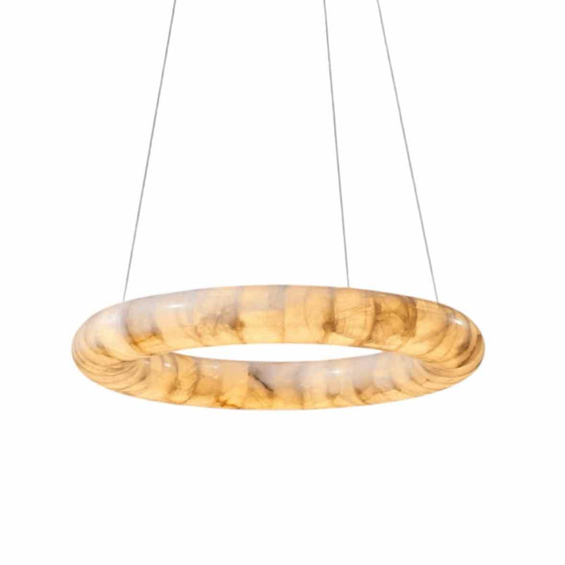 Timothy Oulton Frozen Curve Pendant-Pearly Quartz & Flat w/Brass detail