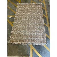 5' x 8.4' Flatweave White & Brown Wool Rug #42