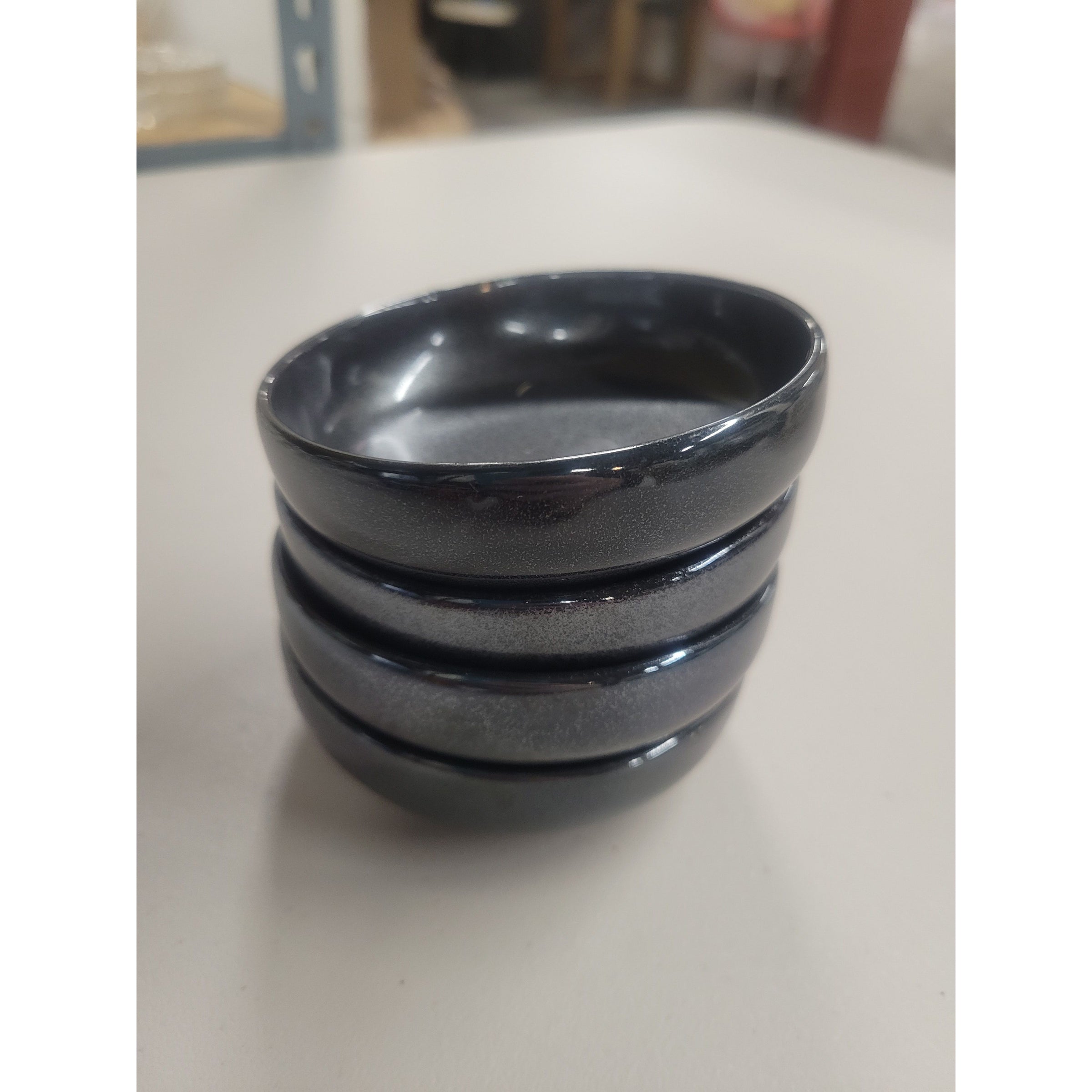 Set of 4 Black Ceramic Sauce Bowls