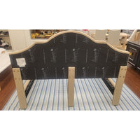 Queen-Sized Beige Upholstered Nailhead Bed