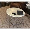 White Round Coffee Table w/ Metal Base