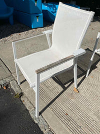 SET of 6 White Aluminum & Mesh Arm Chairs by Couture Jardin