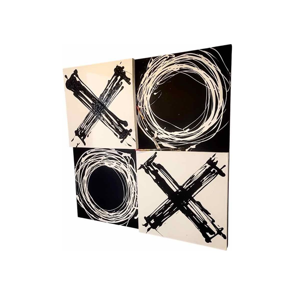 Black & White XO 3D Painting on Canvas 48"Sq