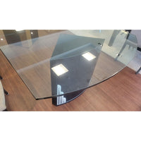 8-ft Glass Top Dining Table on Art Deco Black Lacquer Wedge Legs