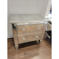 PAIR of Antiqued Mirror Glass Nightstands