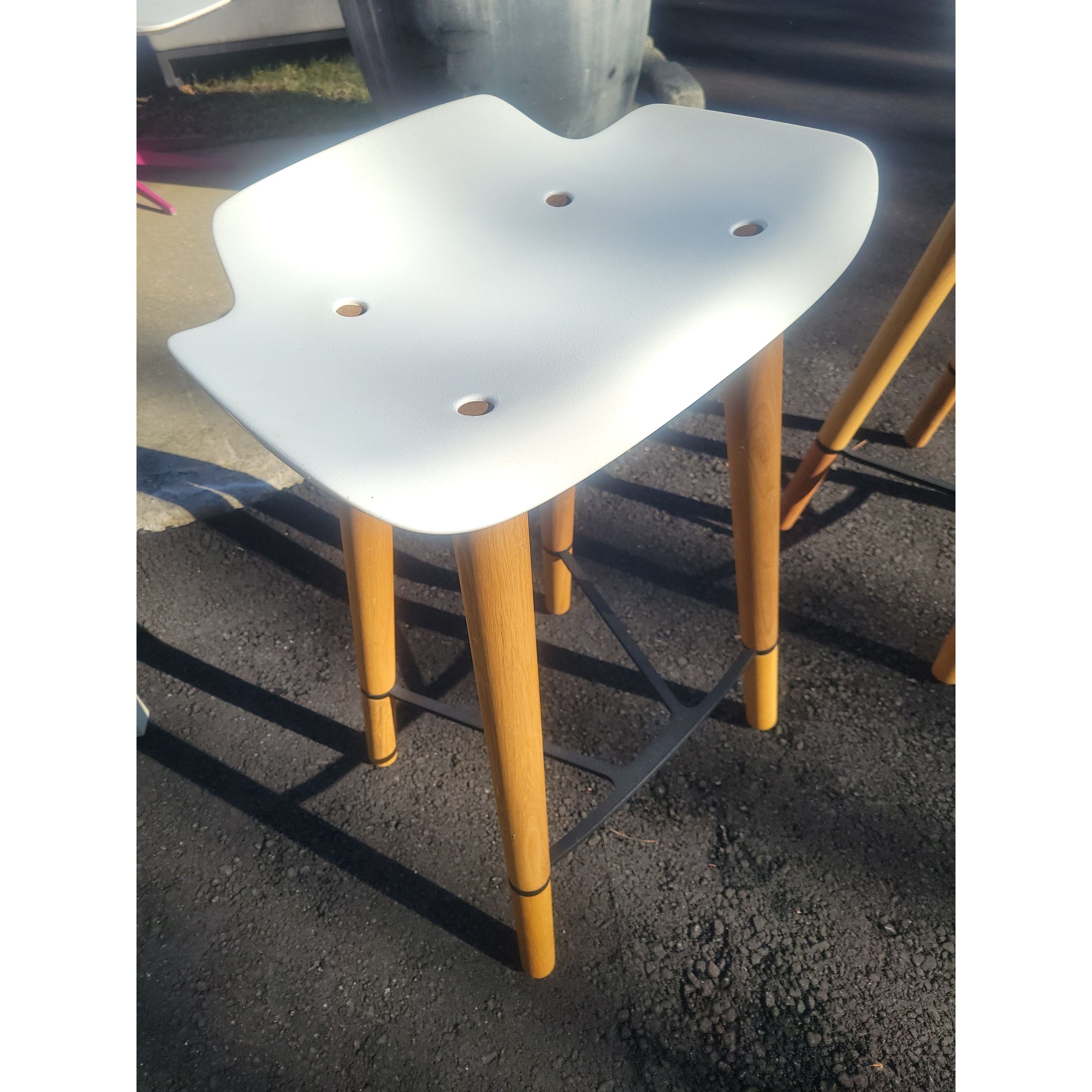 PAIR of White Pilot Counter Stools by Quinze & Milan