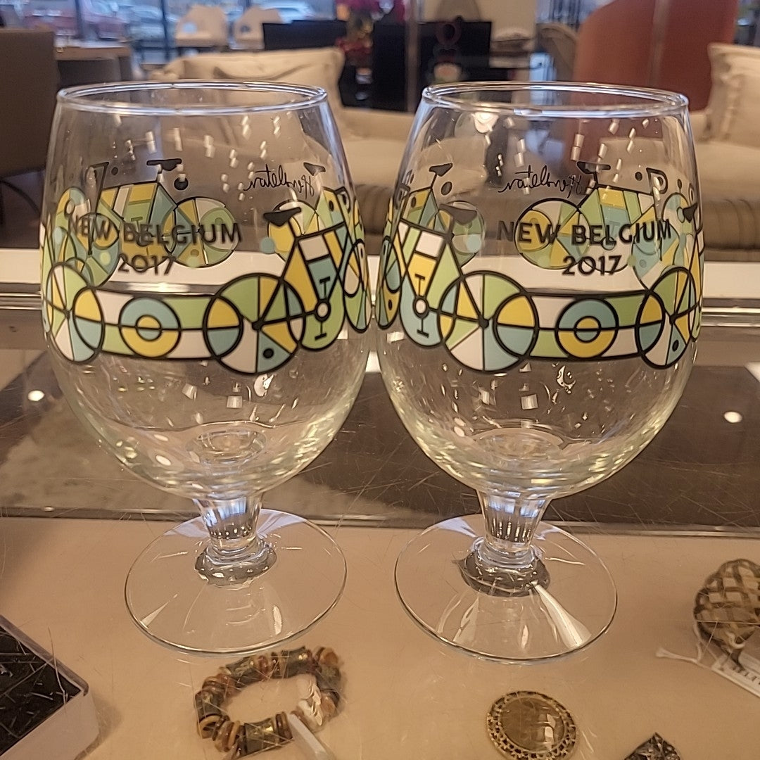 Set of 4 Belgium Brewing Bicycle Glasses