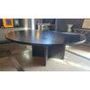 Custom 7-ft Round Black Oak Pedestal Dining Table