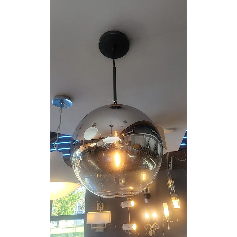 Smoked Ombre Glass & Black Metal Ceiling Pendant - colletteconsignment.com