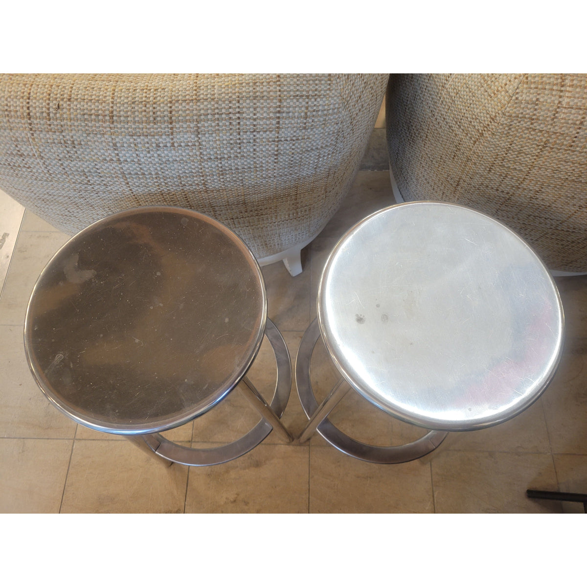 PAIR of 'Deja Vu' Polished Aluminum Stools by Magis Italy