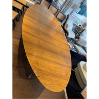 Custom Walnut & Brass Oval Dining Table - AS IS