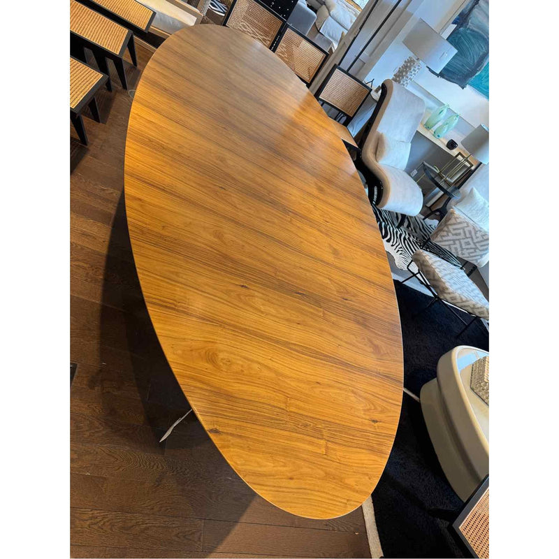 Custom Walnut & Brass Oval Dining Table - AS IS