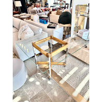 Custom Glasstop Dining Table w/ Bamboo & Chrome Base