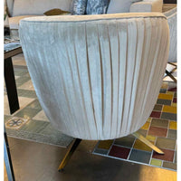 PAIR of 'Roar & Rabbit' Beige Velvet Swivel Chairs w/ Brass Legs - AS IS