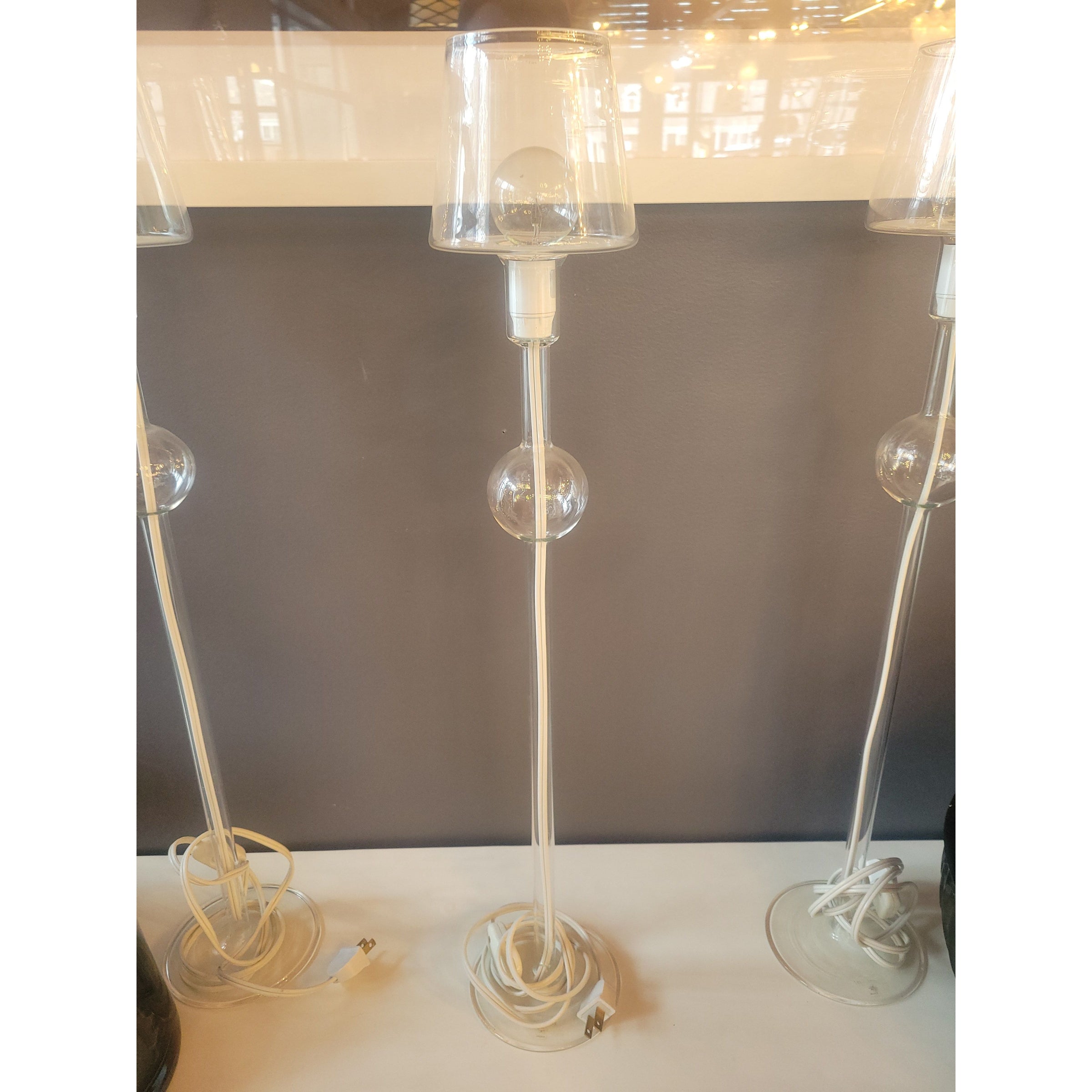 Blown Glass Table Lamp w/ Glass Shade by Les Heritiers