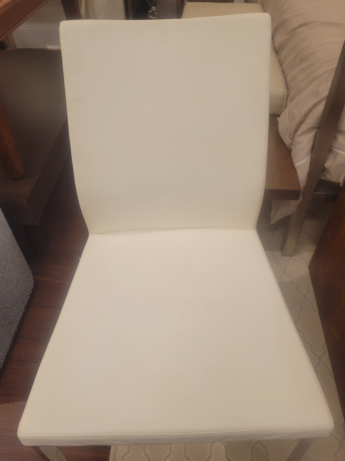 White Faux Leather Side Chair (AS IS)