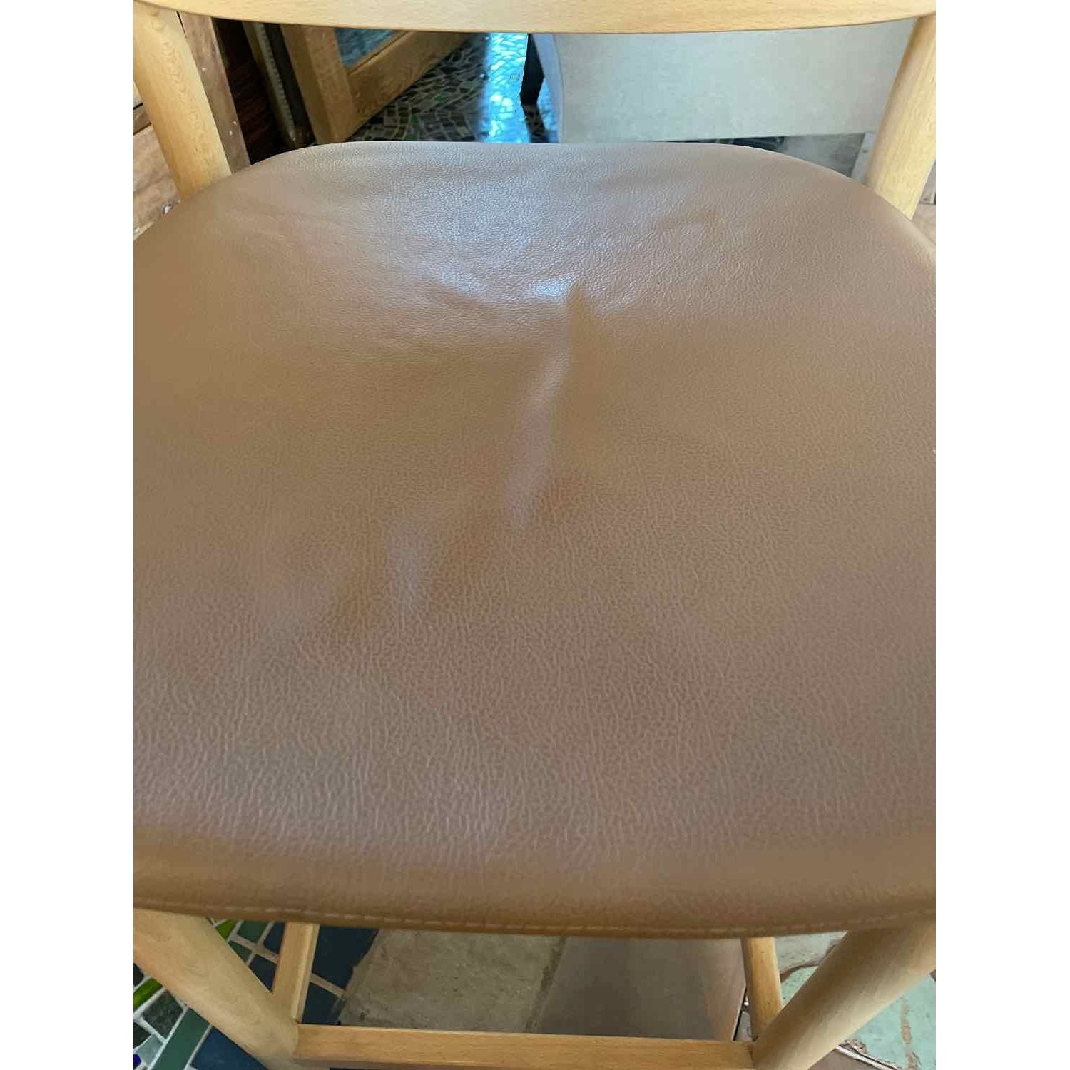 SET of 4 Leather & Wood Valencia Counter Stools by Ton (AS IS)