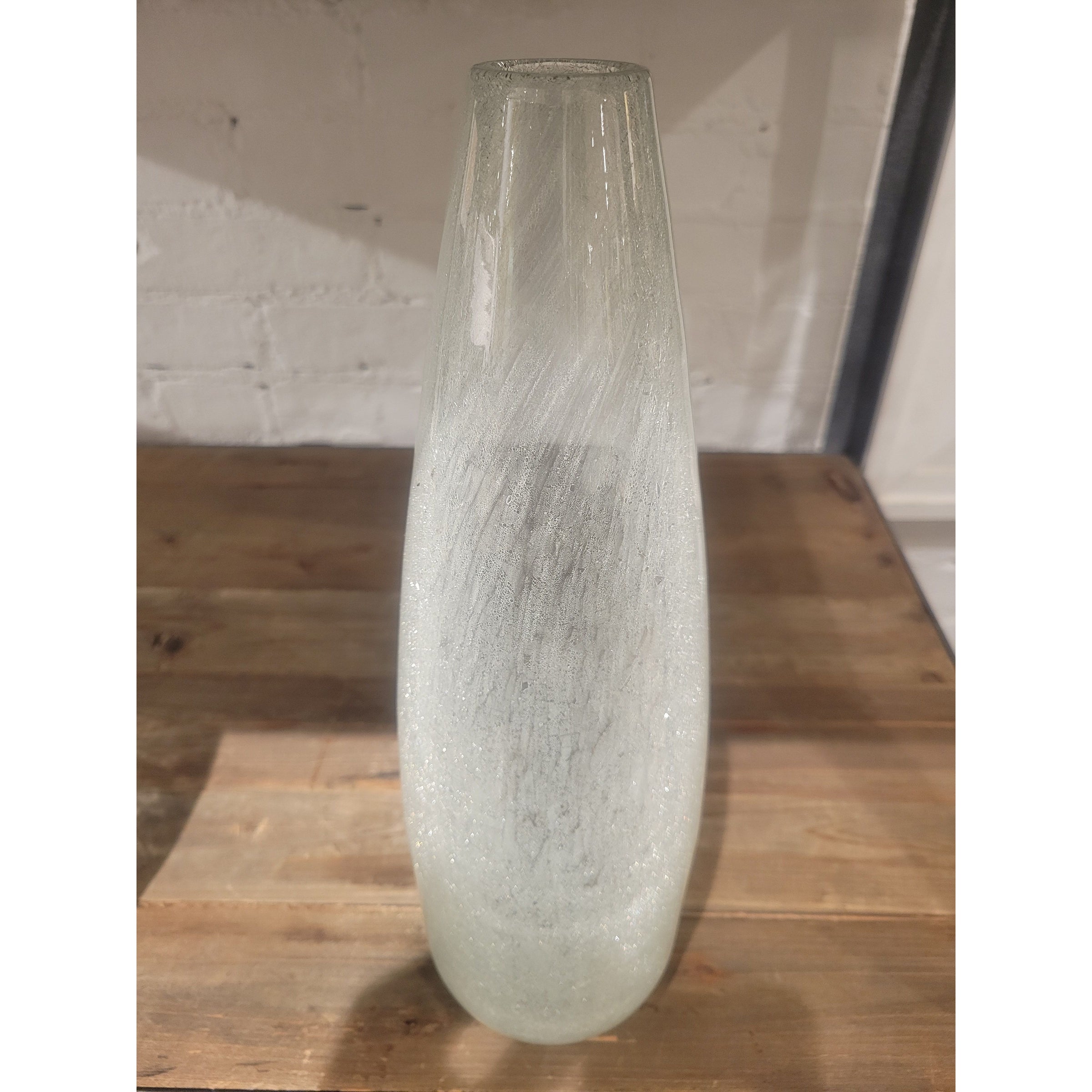 White Crackle Glass Vase