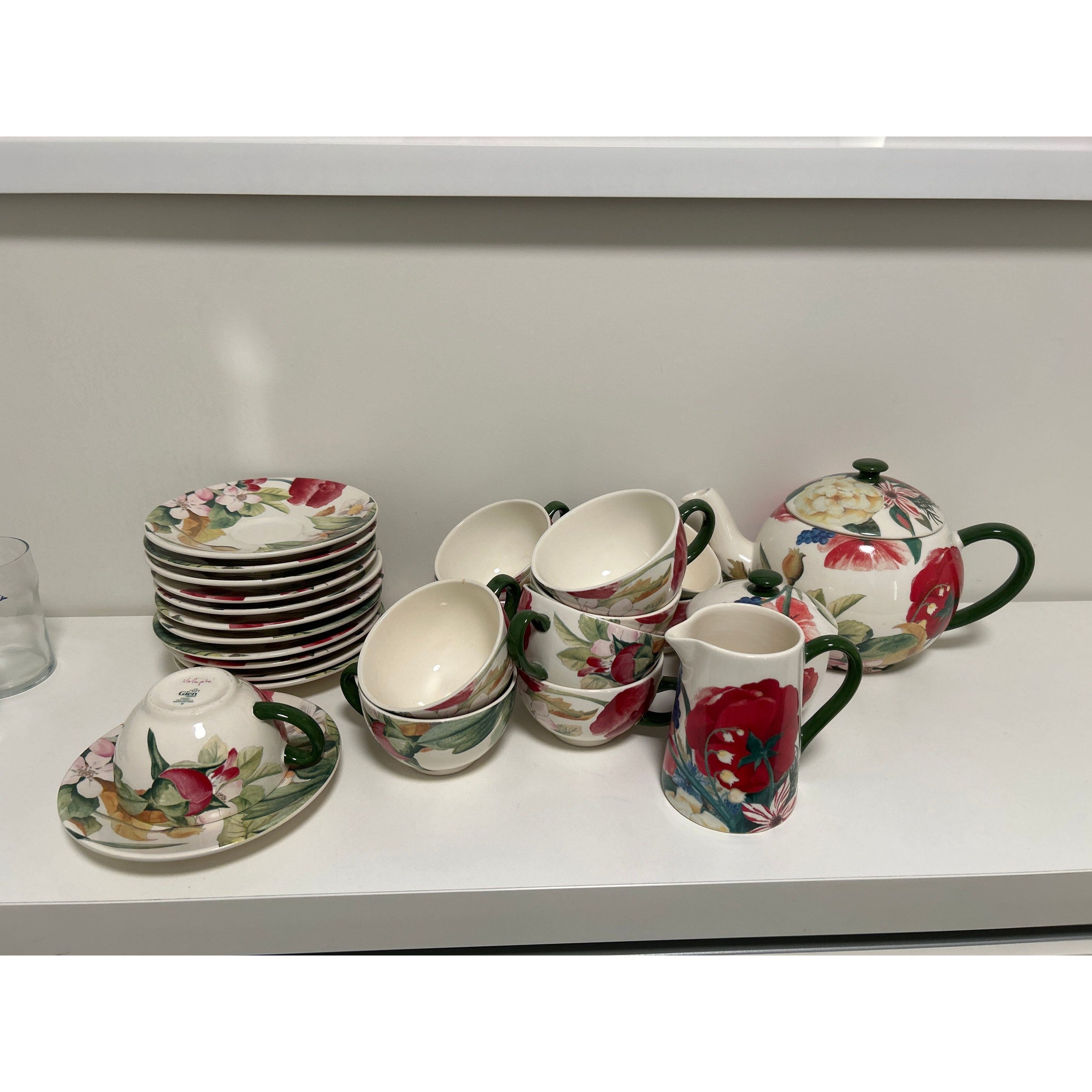 SET of 10 Gien 'Volupte' Cups and Saucers