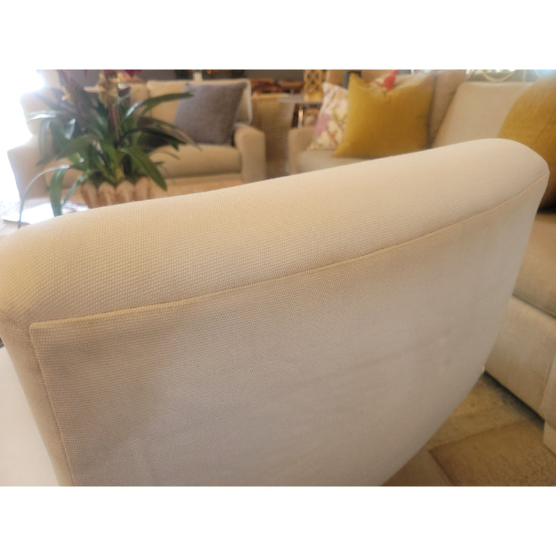 Tufted White Arm Chair w/ Black Metal Legs - AS IS