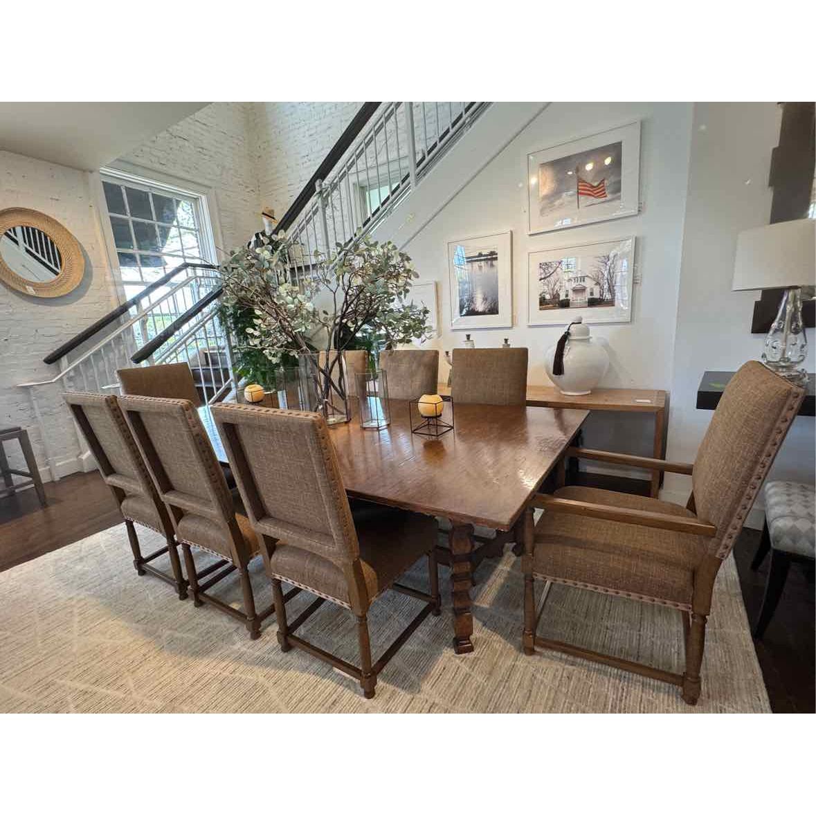 Set of 8 Model #2881 Rembrandt Dining Chairs by Artistic Frame in Pierre Frey Fa