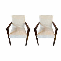 PAIR of 'French Line' Gray Suede & Wood Chairs by Didier Gomez for Lignet Rose
