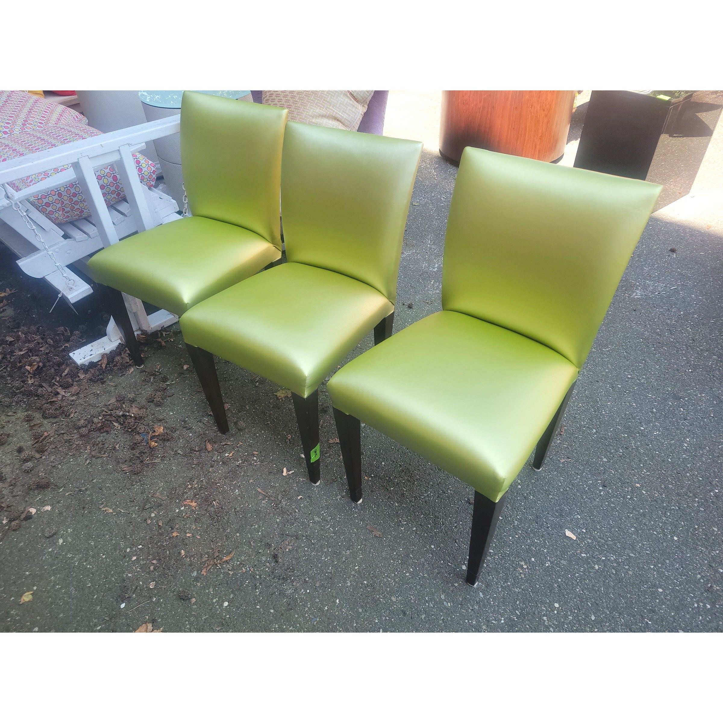 SET of 3 Green Vinyl Side Chairs - AS IS