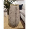 White Faux Snakeskin Textured Poly Stone & Gold Vase