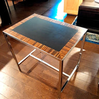 PAIR of Zebrawood & Chrome Side Tables - AS IS