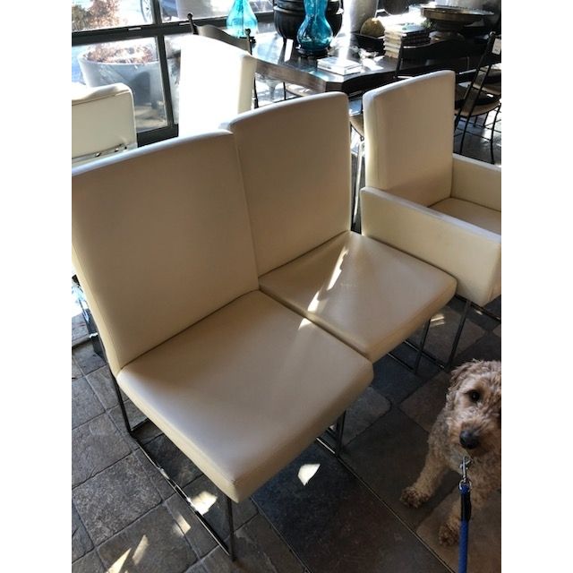 Set of 10 Leather & Chrome Dining Chairs by Milo Baughman for Thayer Coggin