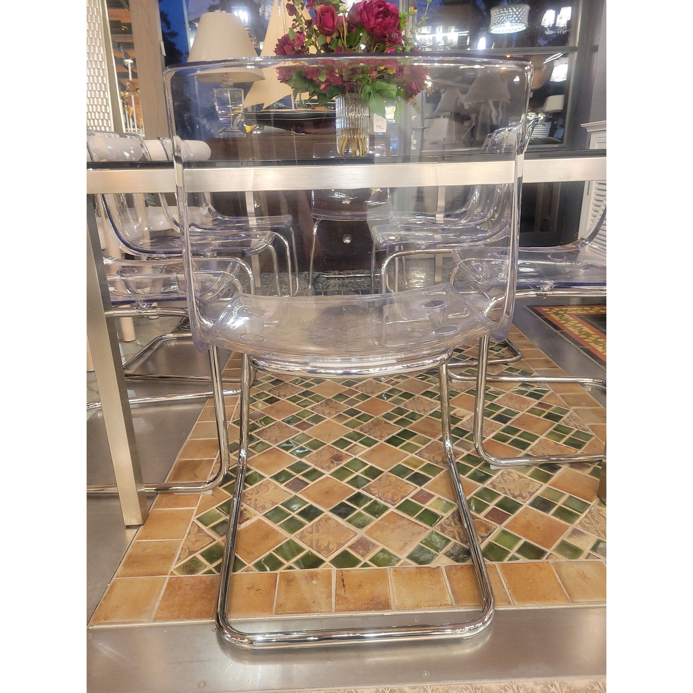 SET of 8 Poly Dining Chairs w/ Steel Legs