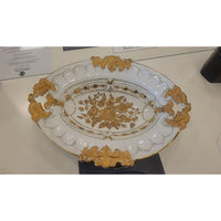 German Gold Bronzed Floral Porcelain Bowl w/ Handles by Meissen