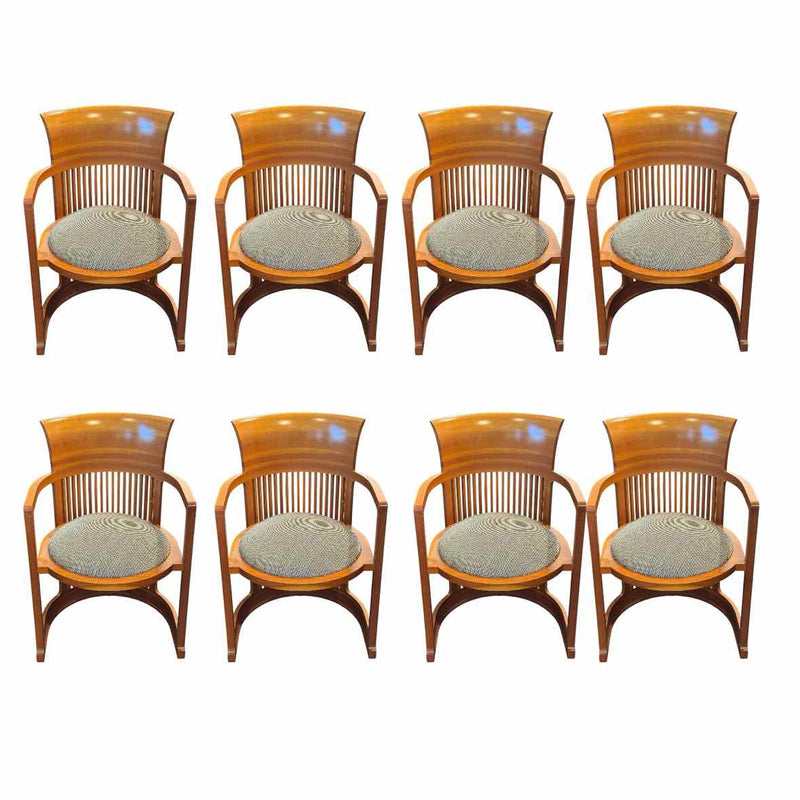 SET of 8 Model 606 Taliesin Barrel Armchairs by Frank Lloyd Wright for Cassina,