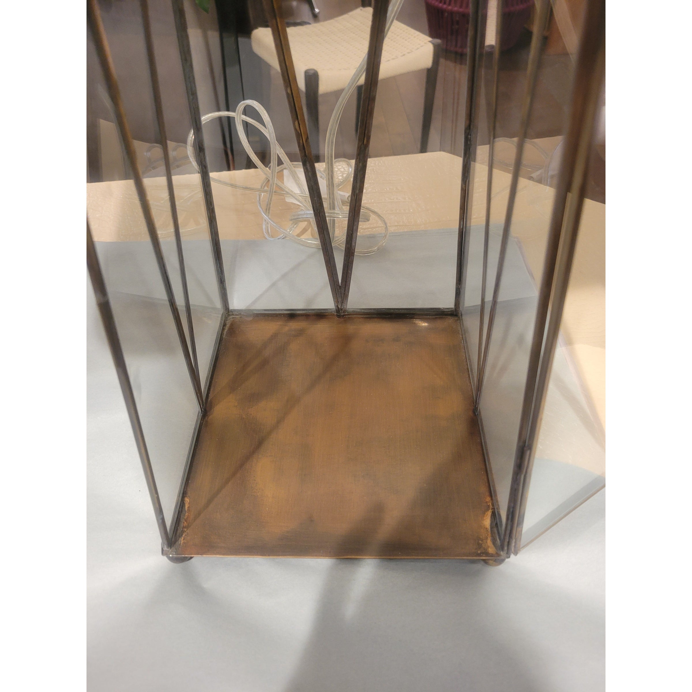 PAIR of Vintage Brass & Glass Cage Table Lamps (AS IS) - colletteconsignment.com