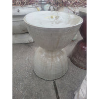 Gray Ceramic Hourglass Garden Stool / Side Table - colletteconsignment.com