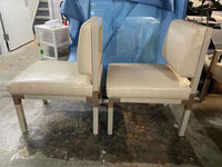 SET of 10 Leather & Brass Dining Chairs by Antoine Proulx for Dennis Miller