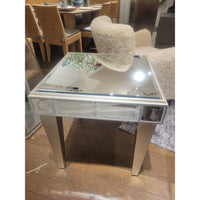 PAIR of Mirrored Glass Silverleaf Finish Side Tables - colletteconsignment.com