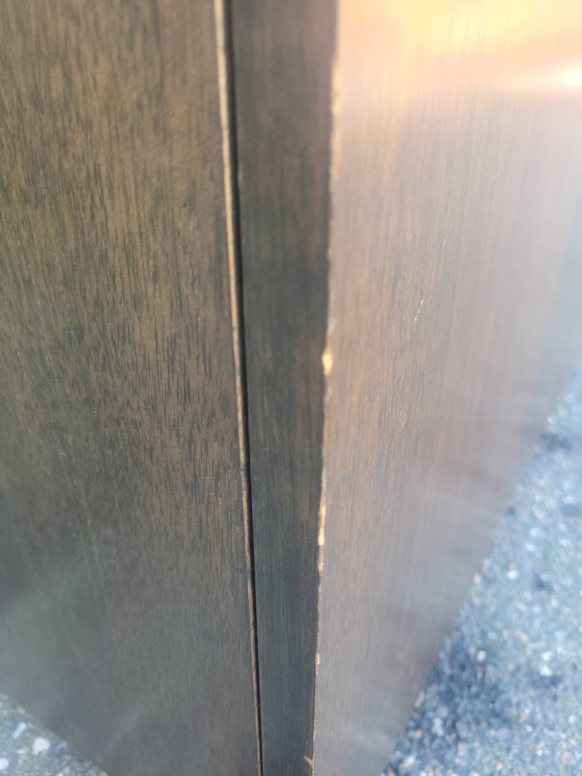 4-Door 2-Tone Satin Wood Credenza / Sideboard w/ Brushed Metal Feet