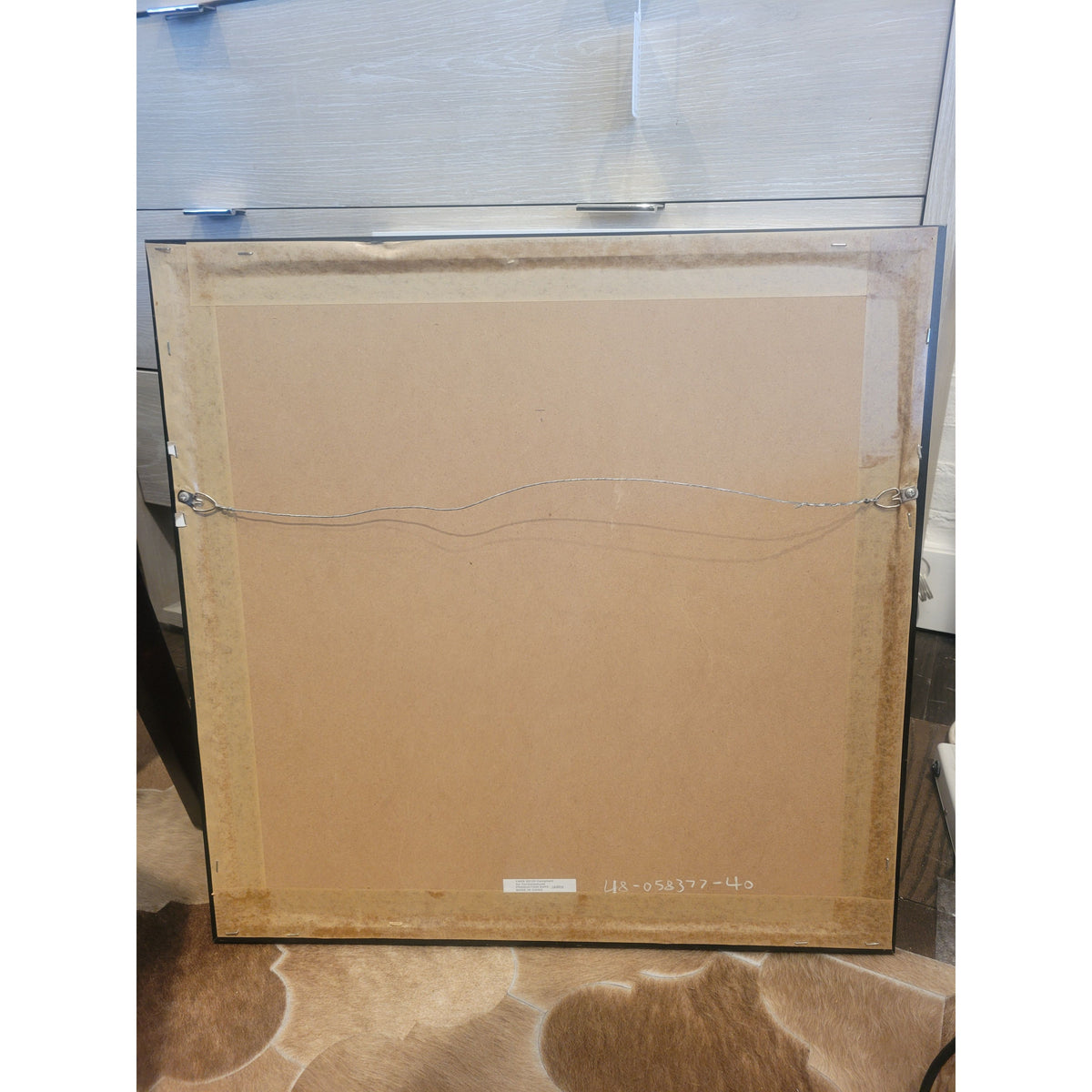 Gold Foil Spade Graphic Print on Striped Background in Frame - colletteconsignment.com