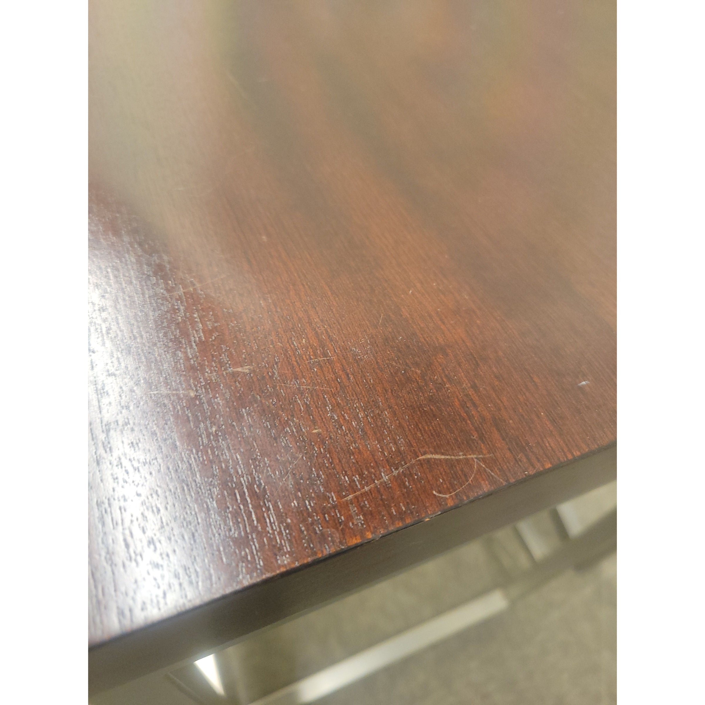 PAIR of Stainless Steel Counter Stools w/ Scooped Myrtle Tops