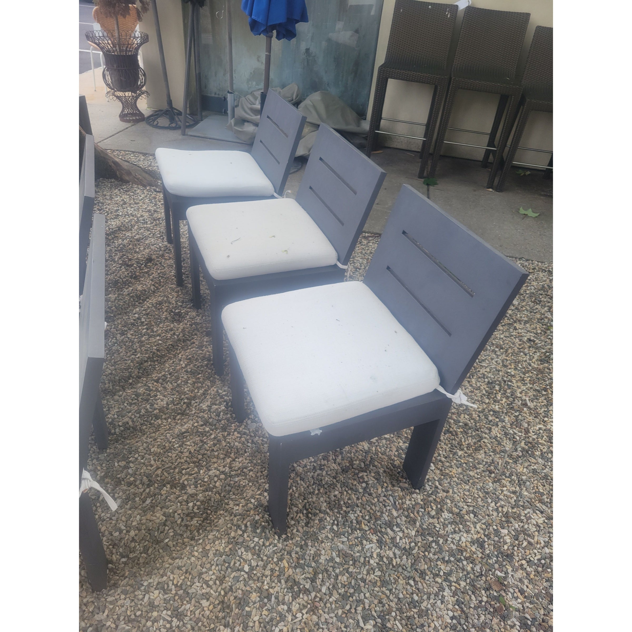 SET of 8 Brushed Aluminum Marbella Dining Chairs w/ Seats by RH (AS IS)