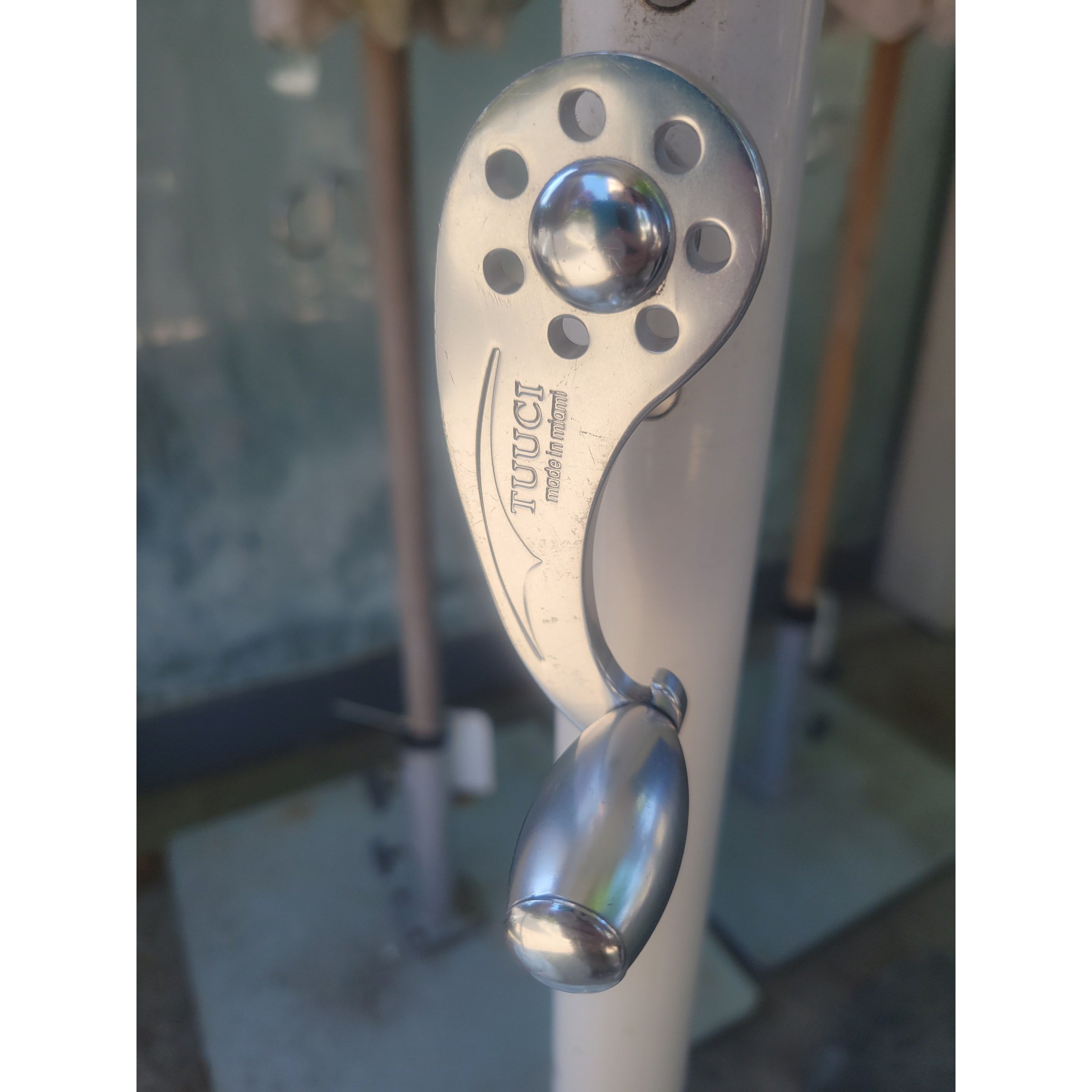 Hand Crank Aluminum Umbrella w/ Stand by Tuuci (AS IS)