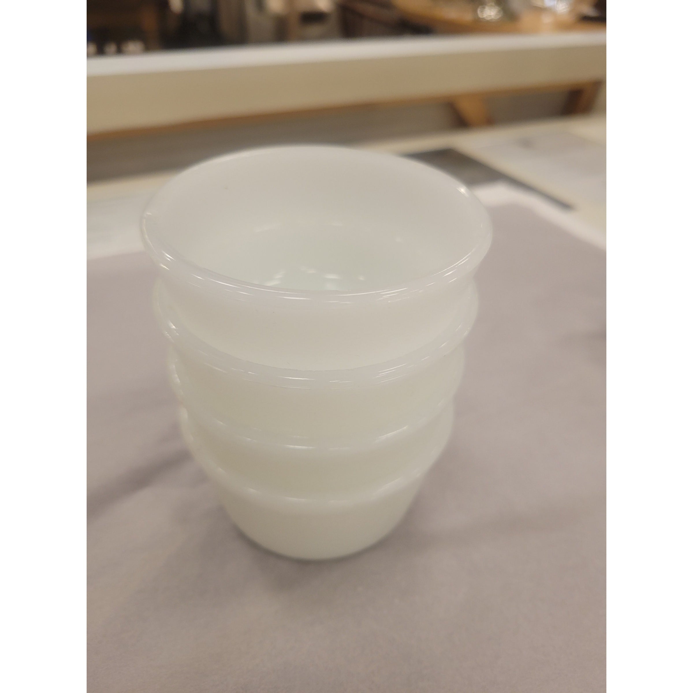 Set of 4 Ramekins, Milk Glass