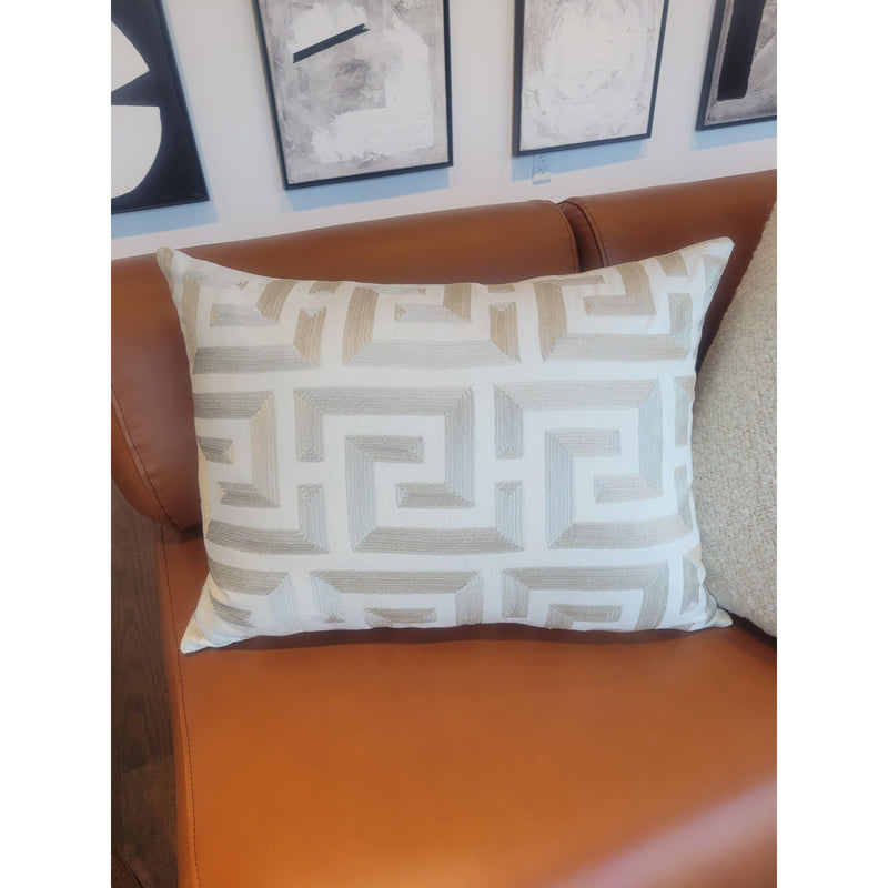 Pair of Lumbar Pillows w/ Embroidered Geometric Pattern